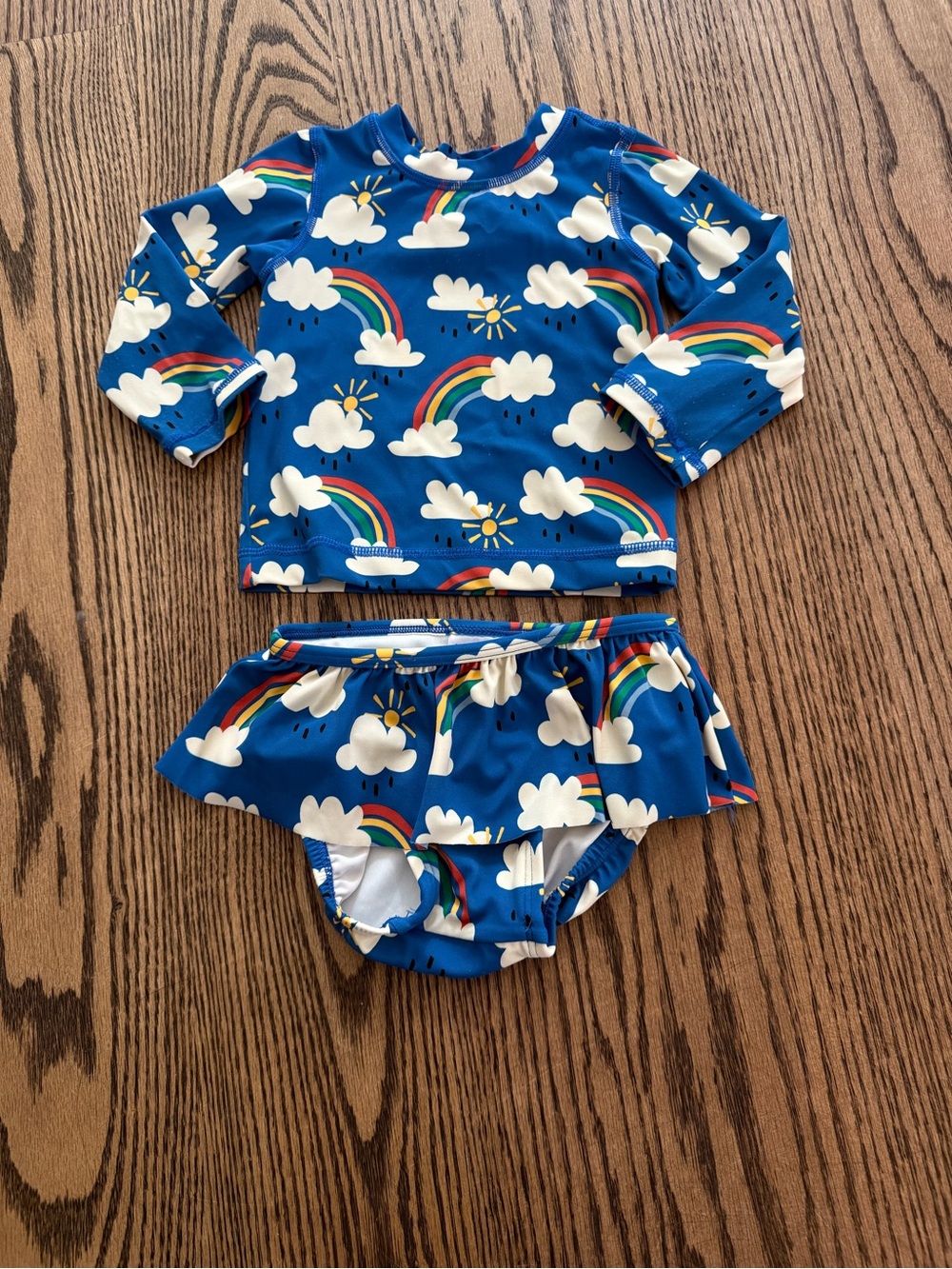 Hanna Andersson Blue Rainbow Cloud Long-Sleeve Rashguard Set